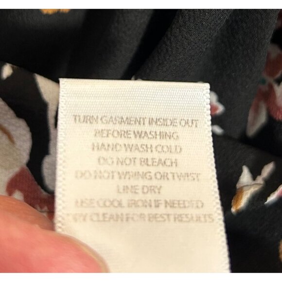 Altar'd State Floral Long Sleeve Blouse S Black Multicolor Polyester Women's Top - Picture 4 of 12